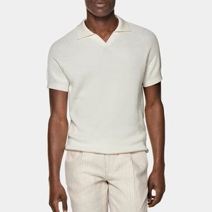 Suit Supply Off-White Buttonless Polo